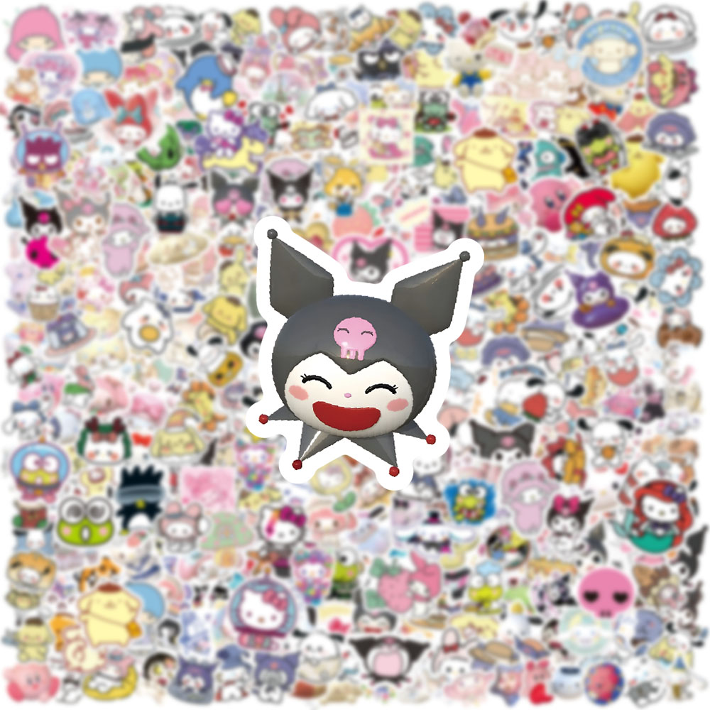 100/200/300 pçs kawaii sanrio kuromi adesivos olá kitty minha melodia diy portátil diário bonito dos desenhos animados decalques adesivos à prova dwaterproof água