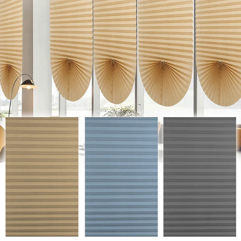 Persianas plisadas autoadhesivas de 5 tamaños, cortinas para balcón y baño, cortinas de ventanas medio opacas para dormitorio, sala de estar y balcón