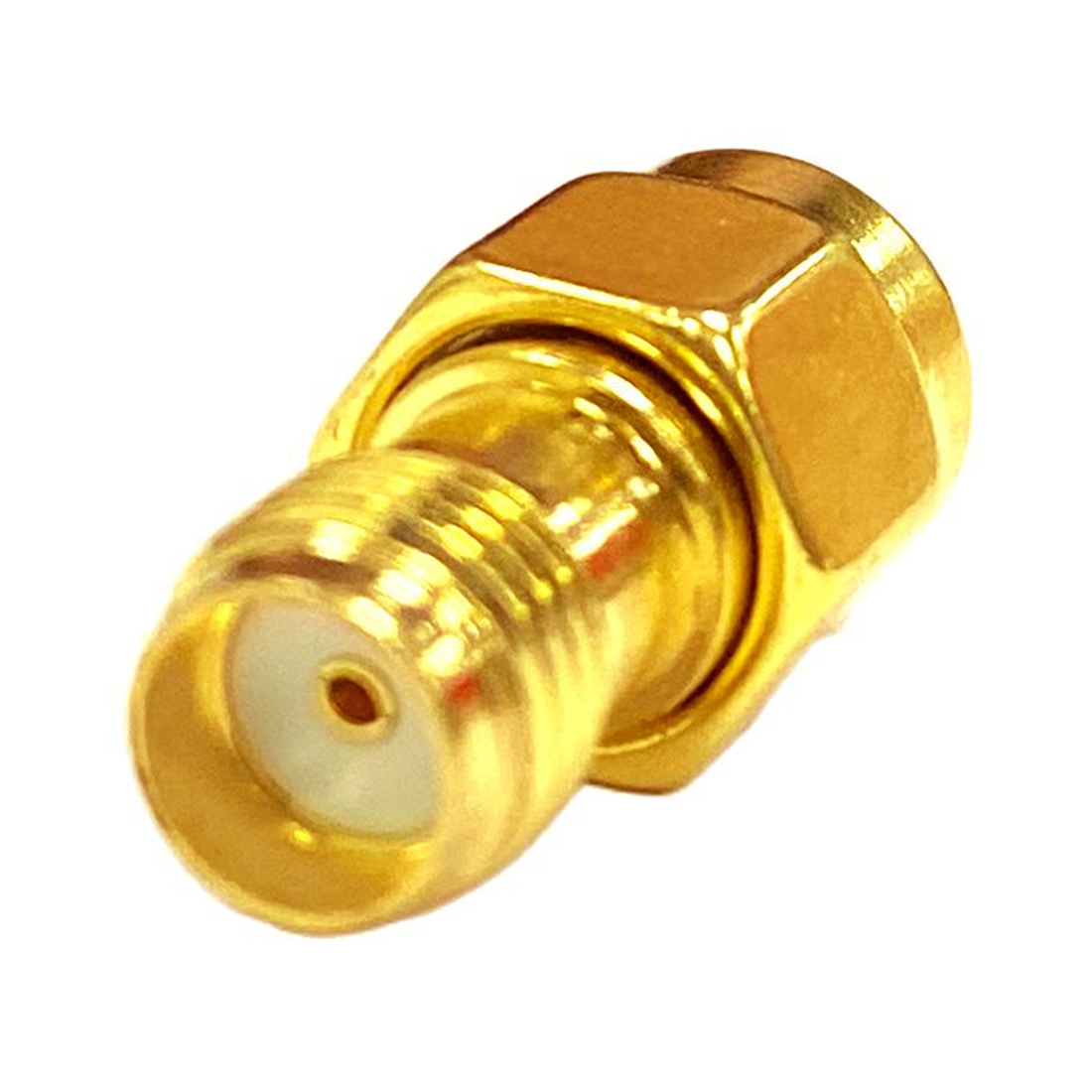 RP-SMA Male Plug para SMA Fêmea Jack Hole to Hole RF Coax Adapter, Modem Convertor, Direto Dourado Banhado, Novo, Atacado, 1Pc