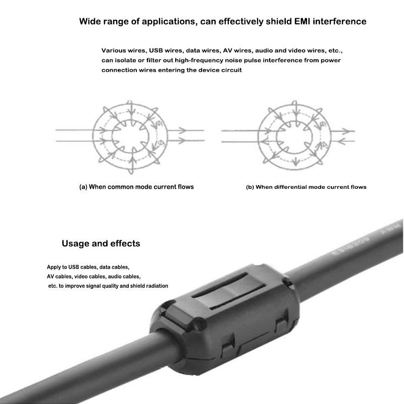 10 Pz TDK 5mm Nucleo di Ferrite Soppressore di Rumore Anello Filtro Morsetto per Cavo RFI EMI Per 5mm Diametro Cavi Pinze