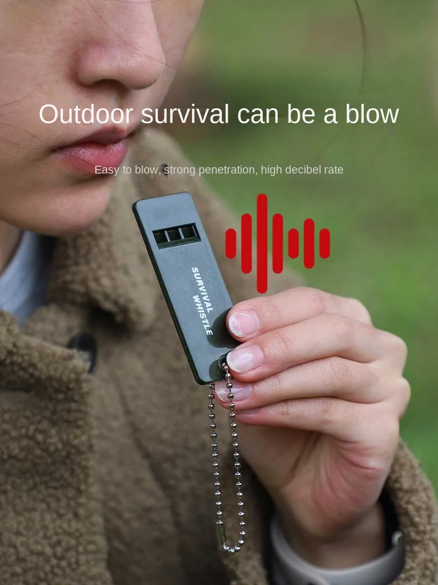 Apito de 3 frequências, alta decibel, sobrevivência, portátil, ambiente externo, áudio múltiplo, acampamento, emergência, caminhadas, acessórios, ferramenta edc