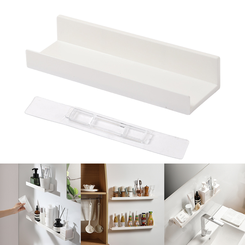 ห้องน้ําชั้นวางไม่มีเจาะOrganizerห้องอาบน้ําฝักบัวRackสีขาวชั้นวางมุมติดผนังABSห้องน้ําแชมพูสําหรับห้องครัว