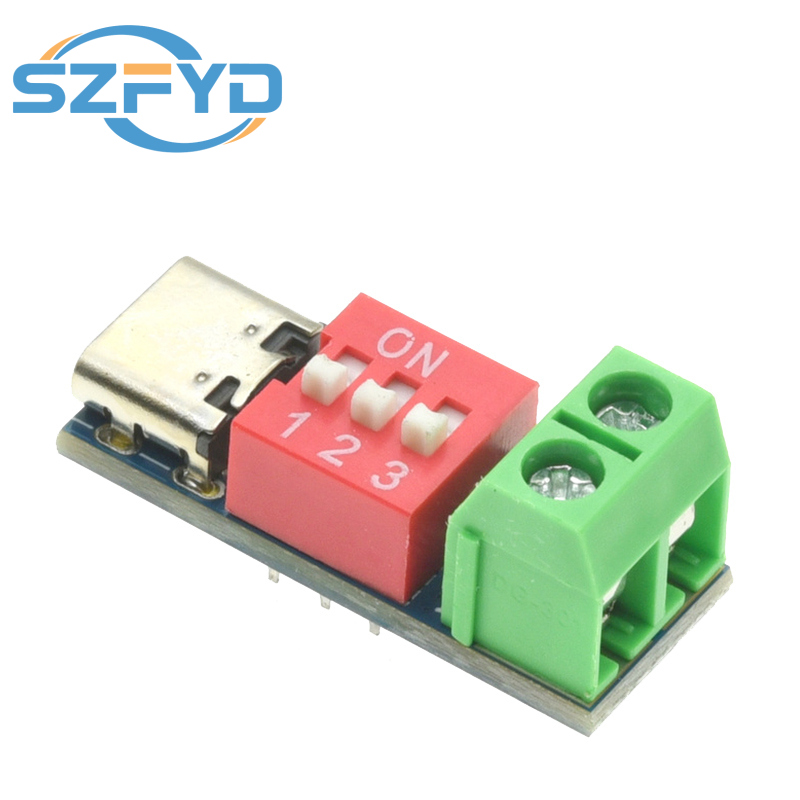 1-20 ชิ้น PD ชาร์จเร็วบอร์ดทดสอบ 5-20V ปรับ PD ทริกเกอร์โมดูล USB Type-C 100W เครื่องทดสอบแหล่งจ่ายไฟ