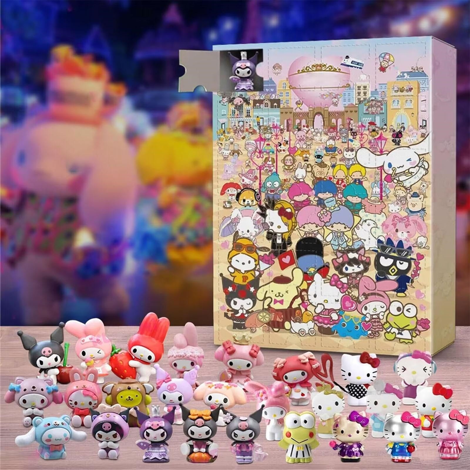 Sanrio 헬로 키티 크리스마스 출현 달력 상자 미스터리 상자 어린이 Kuromi 애니메이션 피규어 Cinnamoroll 장난감 내 멜로디 소녀 선물