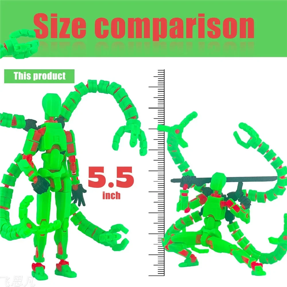 Assembly Completed T13 Action Figure 3D Printed Multi-Jointed Movable Titan 13 Lucky Dummy Nova Robot Action Figure Desktop