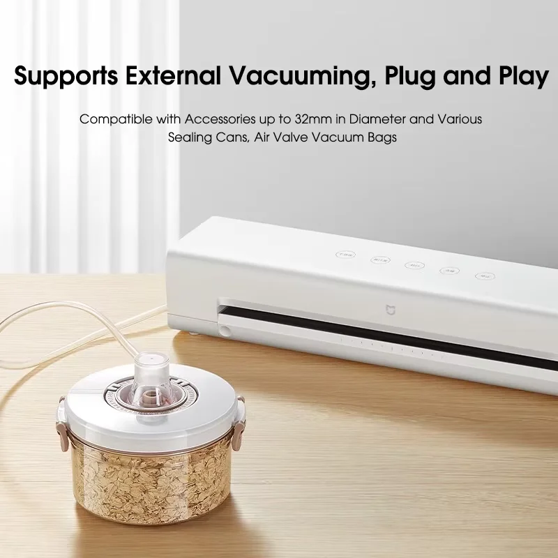 Xiaomi mijia máquina seladora a vácuo com 10 peças de sacos a vácuo grátis 220v máquina seladora para pacote a vácuo para cozinha doméstica