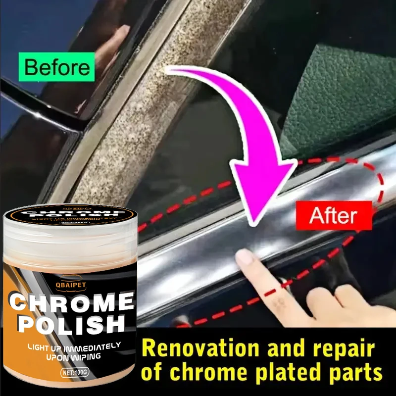 ชุบโครเมี่ยม Restoration Paste สําหรับรถยนต์, ล้อ, มือจับประตู, หน้าต่าง, ขัดโลหะ, Auto Care การบํารุงรักษาภายนอก ขจัดสนิม
