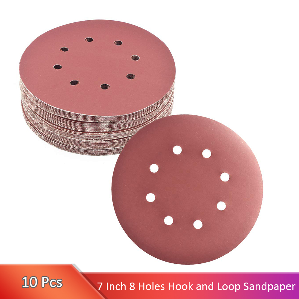 10Pcs 7 - дюймовый песочный компакт - диск 8 - дюймовый крючок 40 - 180 грит бархатная бумага для шлифовальных машин