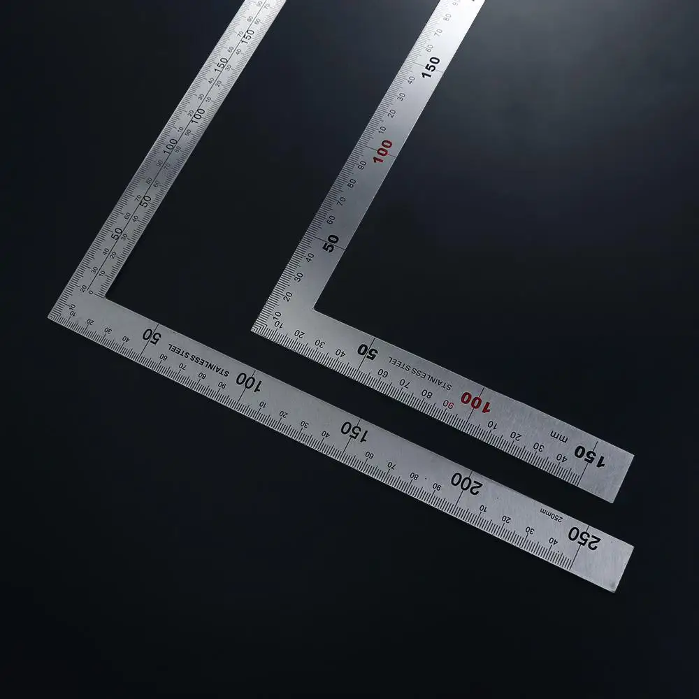 Stainless Steel Double Sided Measuring Tool School Supplies L Shape Ruler 90 Angle Ruler Straight Ruler 90 Degree Ruler