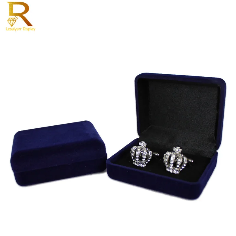 ขายส่งผู้ชาย Cufflinks กล่องบรรจุภัณฑ์หนังเทียมสีดํา Organizer เครื่องประดับ Cuff Links กล่องเก็บคริสต์มาสของขวัญ Casket