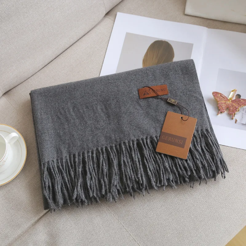Bufanda de invierno para mujer, bufandas largas y cálidas de Cachemira, Hijab, chal liso para mujer, Pashmina femenina, Bufanda, bufandas para la cabeza