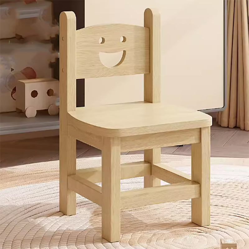 Solid Wood Children's Backrest Chair Cute Smiley Face 어린이 의자 Household Kindergarten Dining Chairs Benches