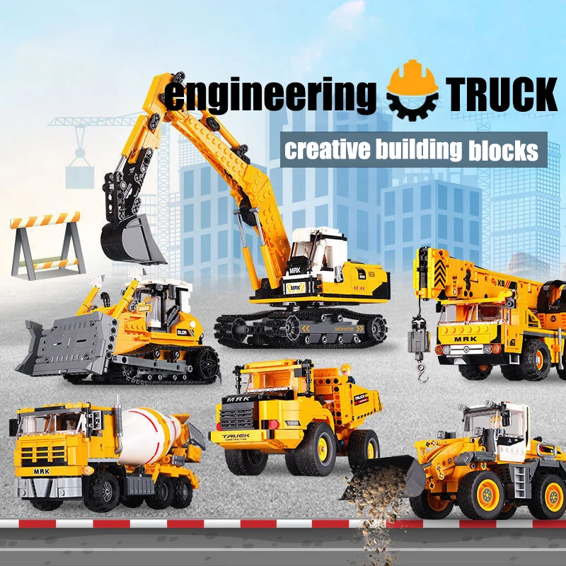 City Technical MOC รถ WheelLoader รถ Heavy Mining รถบรรทุกเครน Building Blocks DIY วิศวกรรม Excavator อิฐของเล่นสําหรับเด็ก