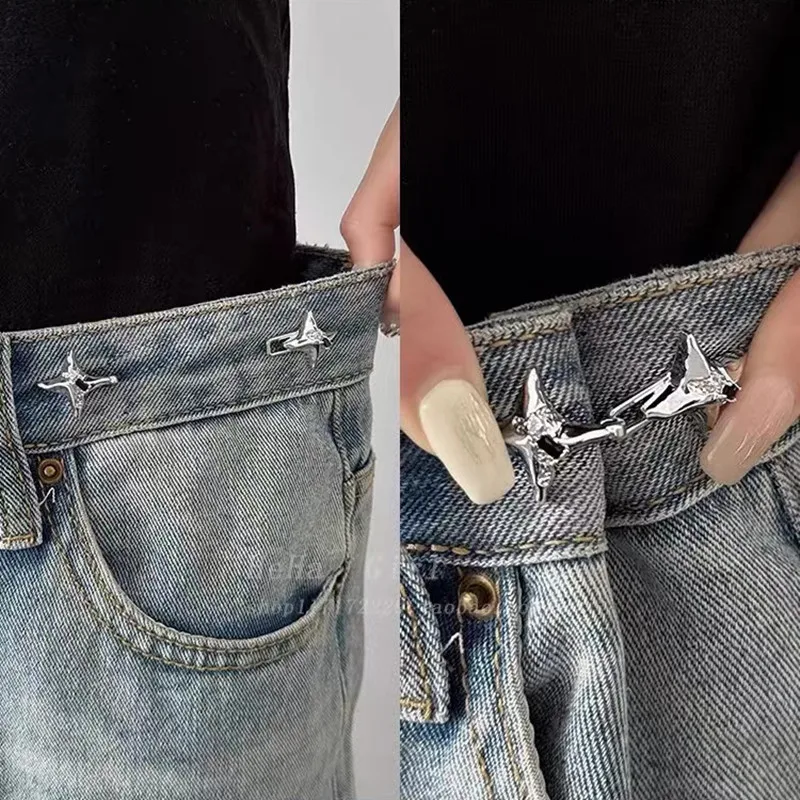 Adjustable Waist Buckle, Temperament Four Pointed Star Waist Tightening Tool, Fashionable Jeans, Fixed Waist Buckle