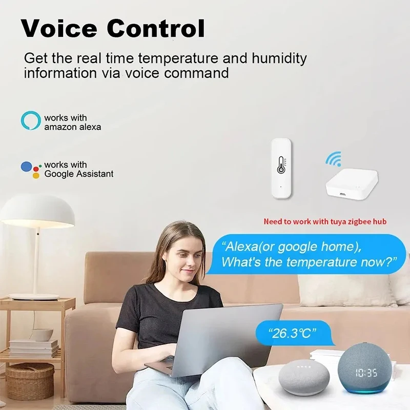 Tuya Zigbee WiFi Temperatur Und Feuchtigkeit Sensor APP Remote Monitor Für Smart Home oder SmartLife WorkWith Alexa Google Assistent