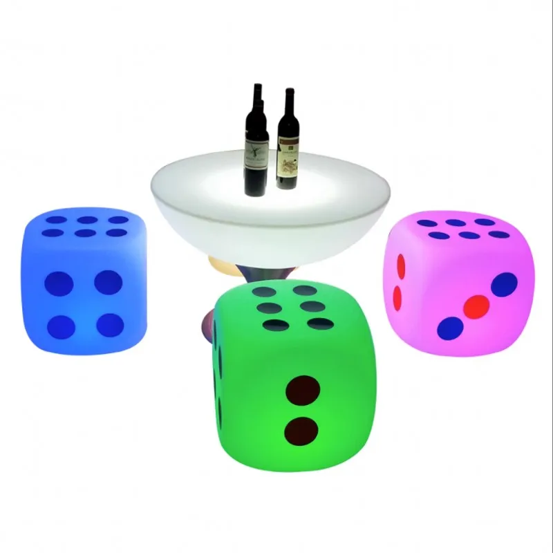 Novo 40cm led dados cubo banqueta de barra decorativa móveis mudança de cor iluminado cubo cadeiras luminosas brilhantes para boate