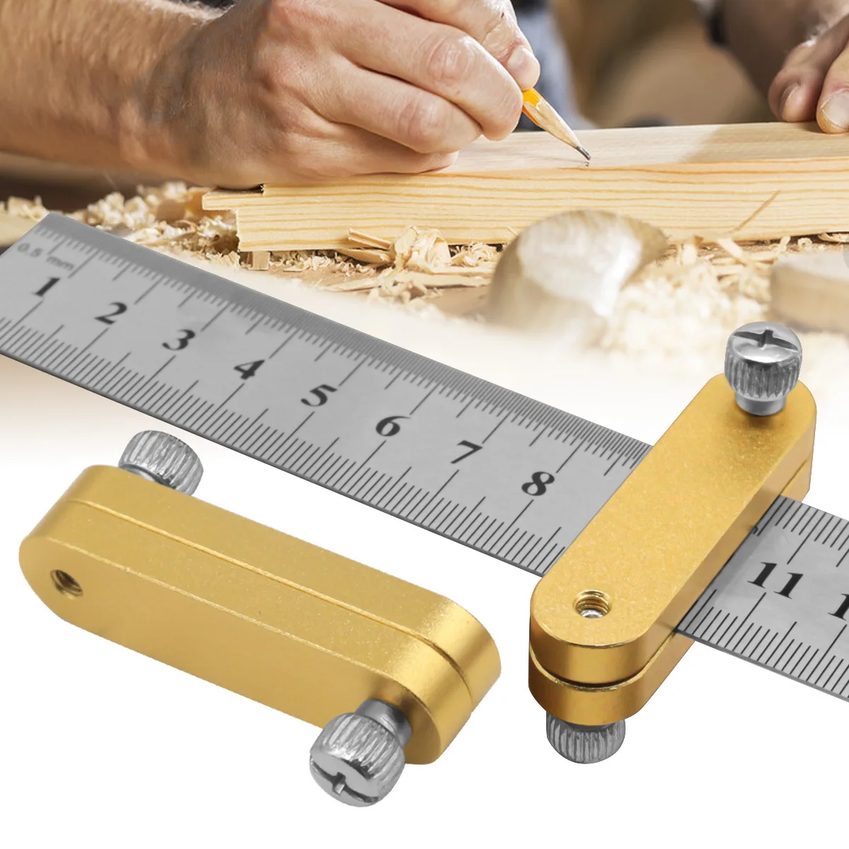Calibro per marcatura linea tracciatore per la lavorazione del legno per strumento di misurazione righello per carpenteria - Blocco di posizionamento righello in acciaio da 1 pezzo