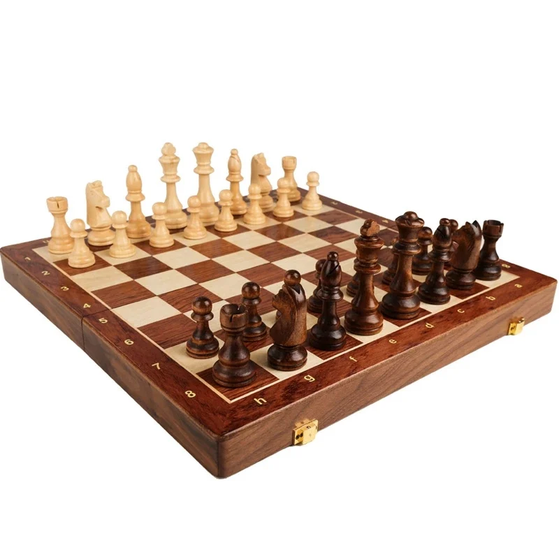 Jogo de tabuleiro de alta qualidade conjunto de peças de xadrez de madeira maciça dobrável de madeira com mais de 2 após o entretenimento do jogo