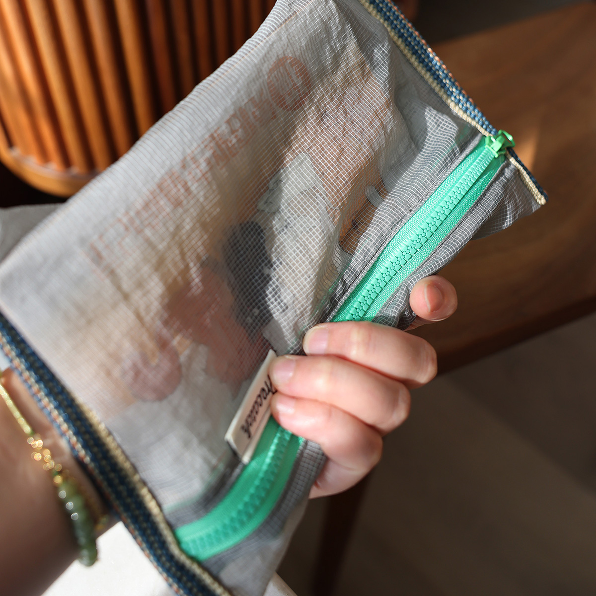 Translucent mesh nylon storage bag ID bag travel ticket data line pen storage portable thin foldable Cosmetic bag Pencil Case
