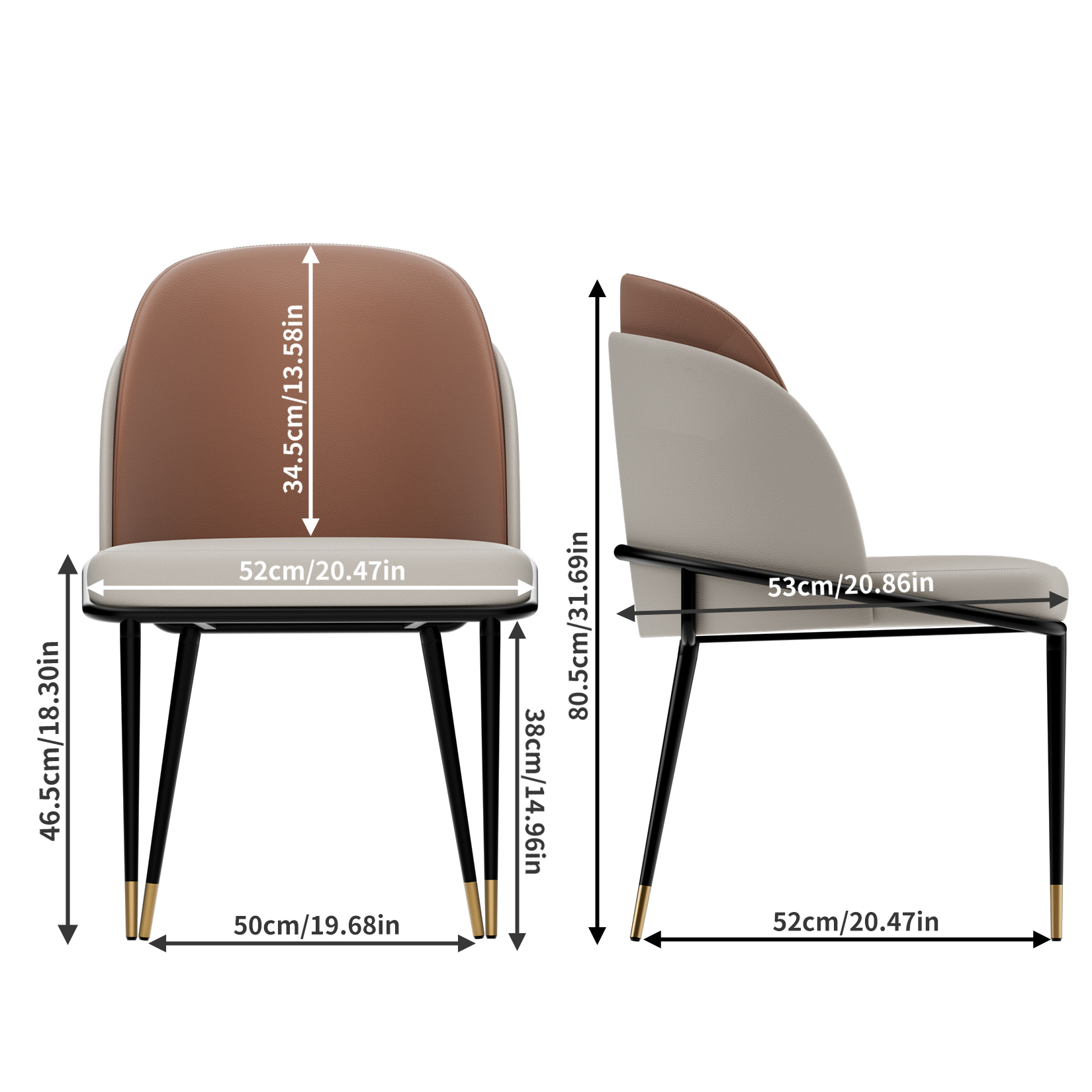 Set di 2 sedie da pranzo, sedie da pranzo in ecopelle, imbottite, moderne, per sala da pranzo, con schienale in legno, per trucco da cucina