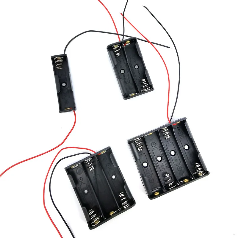 5 uds 1, 2, 3, 4 puertos de ranuras AA 2AA 3AA 4AA 1,5 v 3v 4,5v 6v tamaño caja de almacenamiento de batería soporte 3Xaa 2xaa aa con cables h