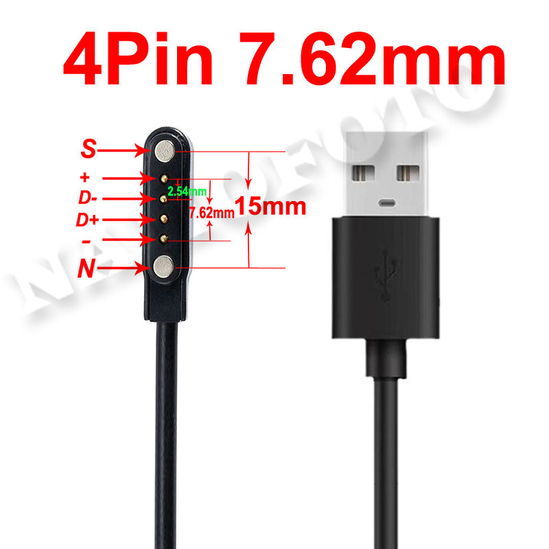 ユニバーサル 2Pin 4 ミリメートル 7.62 ミリメートル 4Pin ドック充電アダプタ磁気充電ケーブル USB 充電ラインコードスマートウォッチ用電源ワイヤー