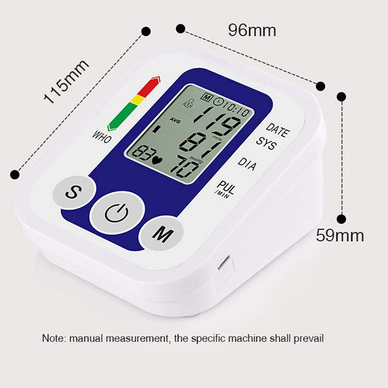 Medidor Digital de presión arterial de brazo, tensiómetro médico, esfigmomanómetro de pulso, voz en español