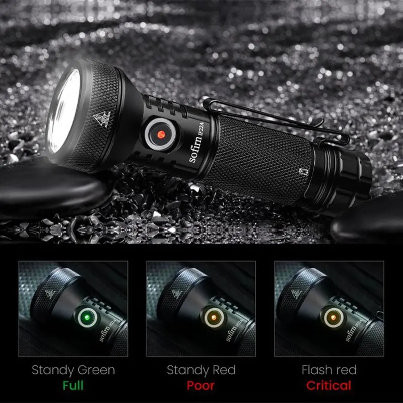 Sofirn IF22A Silver Color 2100lm EDC Flashlight SFT40 LED Powerful Light 629M Long Range 21700 3A USB C Rechargeable Throw Torch