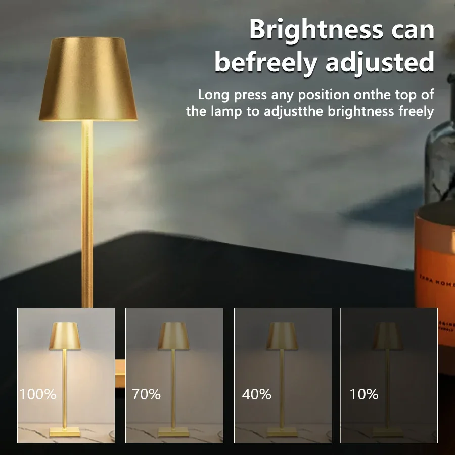 Lâmpada de mesa led sem fio recarregável regulável luz noturna usb luz humor para o quarto leitura escritório bar ao ar livre café ambiente