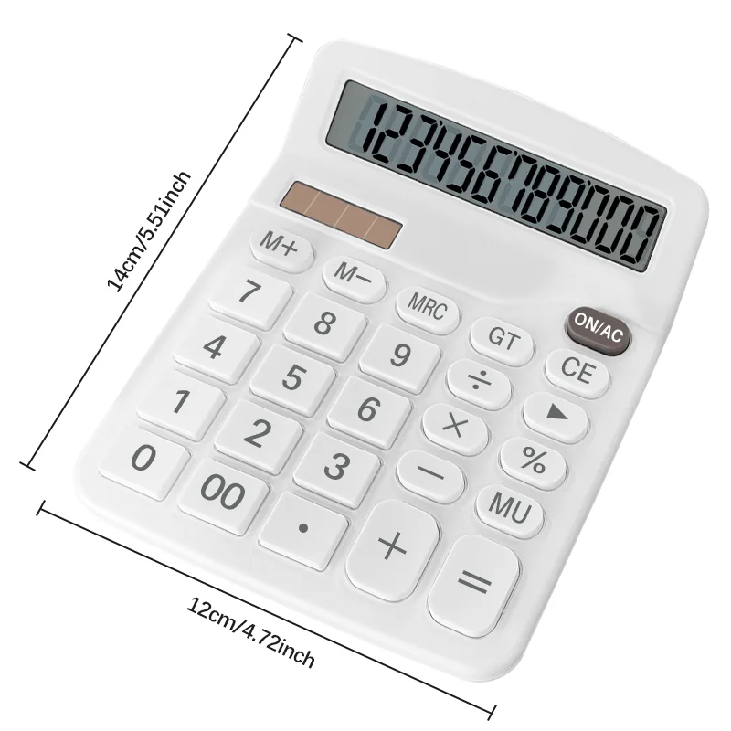 Calculadora con pantalla LCD grande de 12 dígitos Calculadora de función estándar con energía dual solar y batería para oficina de escritorio básica en el hogar