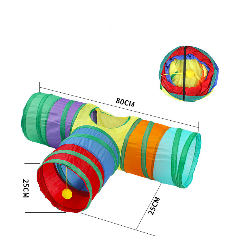 Tunnel pliable pour animaux de compagnie, tube pour chat, jouet de jeu pratique, tunnel étendu, jouets d'intérieur et d'extérieur pour chiots et chatons, exercice de puzzle, cachette