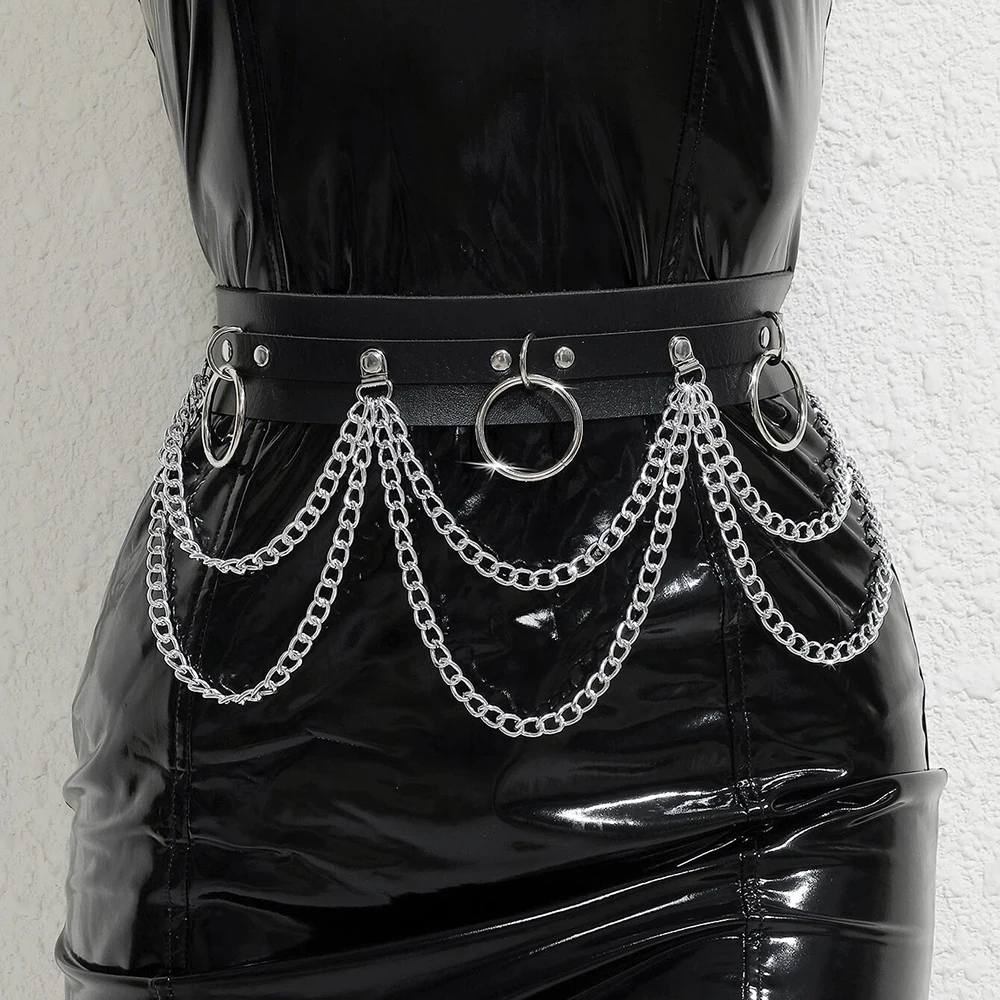 ผู้หญิงเซ็กซี่ garter เข็มขัดหนังสายรัดเอวขาสายรัดเครื่องประดับโกธิค Body Chain Punk หนัง Gothic เข็มขัดเอวเสื้อผ้า Acce