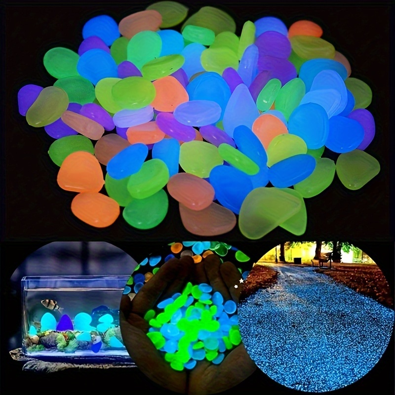 200 PCS GLOW In The Dark Garden Pebbles สําหรับทางเท้าสวนระเบียงสนามหญ้าสวน Patio Fish TANK Aquarium ตกแต่งหินเรืองแสง