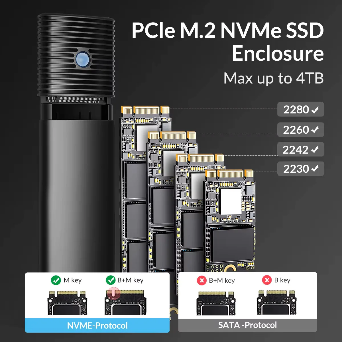 ORICO 10Gbps M2 SSD NVMe PCIe SSD สําหรับ M.2 NVMe NGFF SATA SSD Disk เครื่องมือฟรี M.2 SSD กรณีในตัวโลหะความร้อน