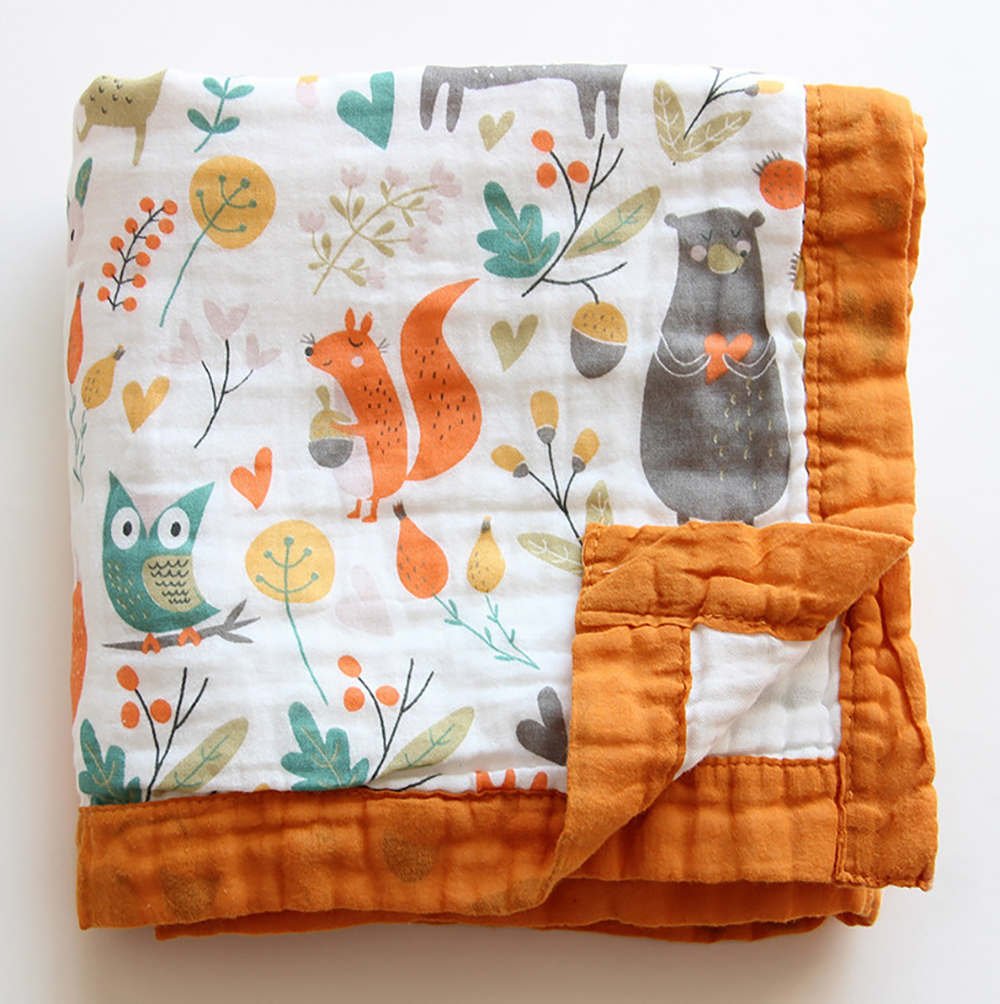Baby Dekens 6 Lagen 100% Katoen Gaas Ademend Baby Wrap Zachte Absorberende Pasgeboren Inbakeren Dekens Cartoon Baby Badhanddoek