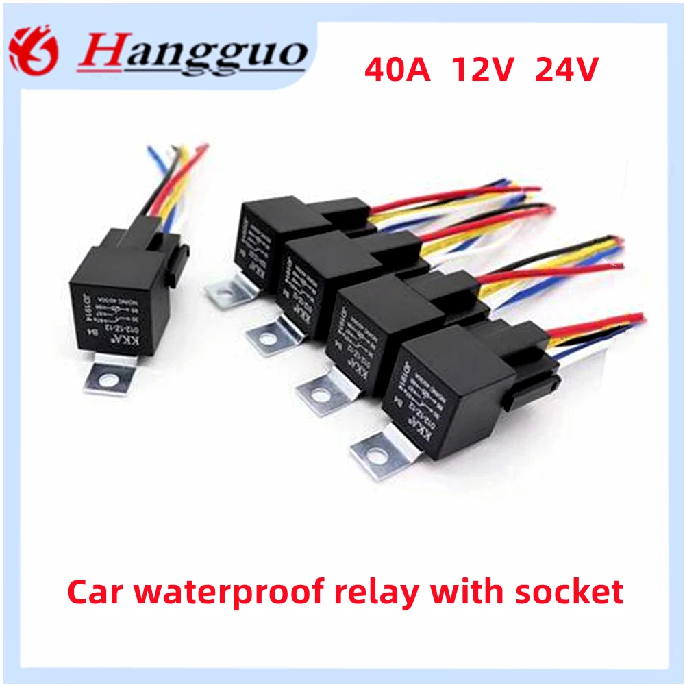 Relé automotriz 40A, 12V, 24V, 4 pines, 5 pines, con enchufe de relé JD 1912, 1914, 2912, 2914, modificación y mantenimiento Universal