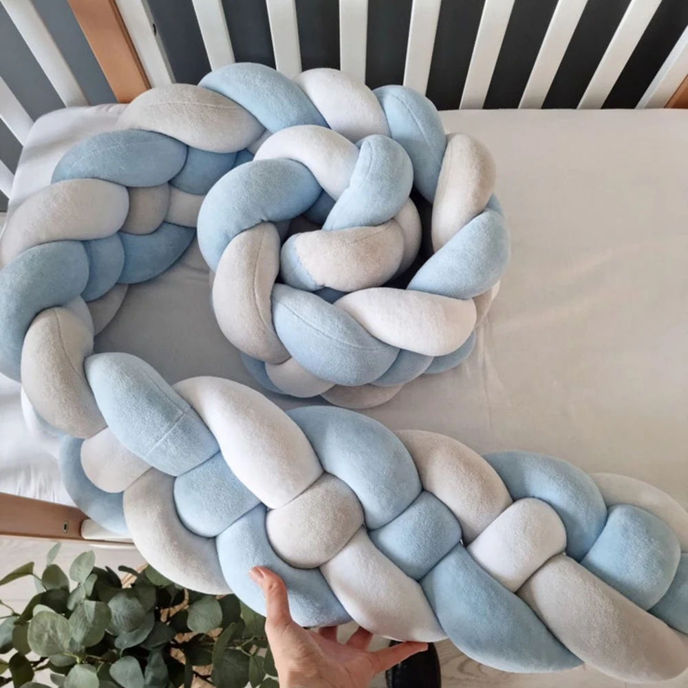 2M/3M Culla Paraurti Protezione per lettino Set di biancheria da letto per neonati per neonati Ragazzi Ragazze Treccia Nodo Cuscino Cuscino Room Decor