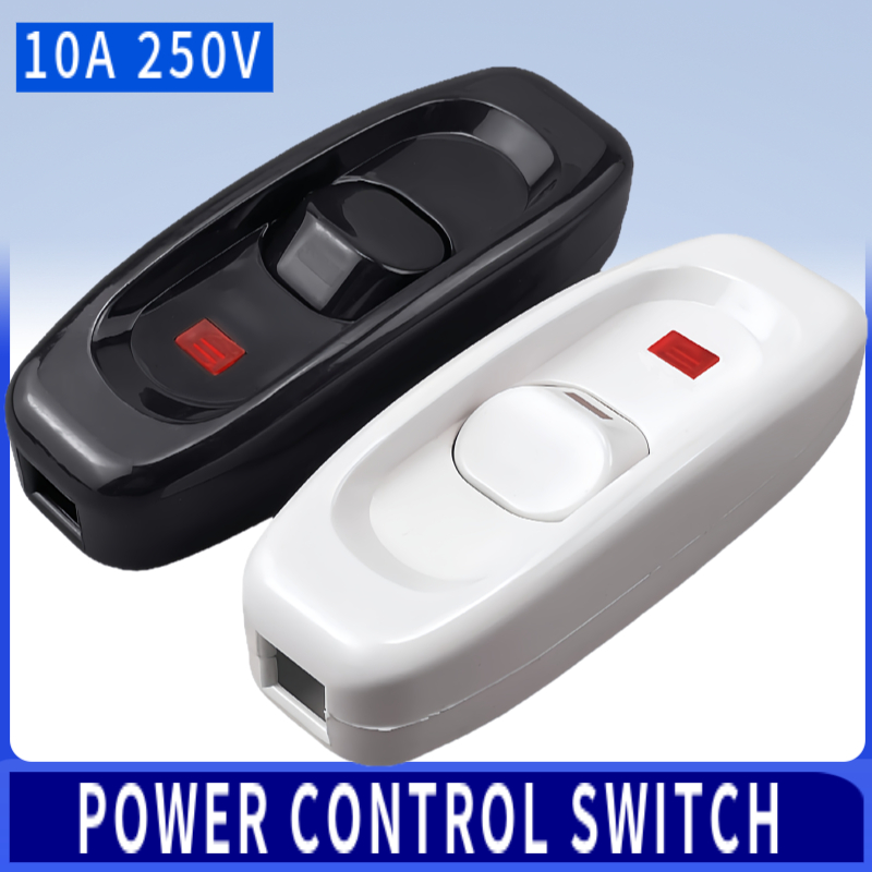 GW320 10A 250V Линейный шнуровой переключатель включения/выключения Кулисный переключатель со световым индикатором Прикроватный переключатель со светом посередине для черного цвета