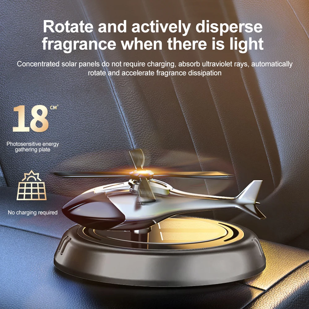 Ambientador Solar para coche, consola central, Perfume para coche, decoración de helicóptero, decoración Interior, difusor de Perfume giratorio para coche Solar