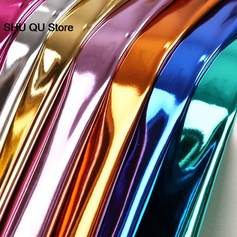 Novo tecido revestido ouro prata cor brilhante superfície espelho fino foto fundo pano decorativo vestuário para costura diy