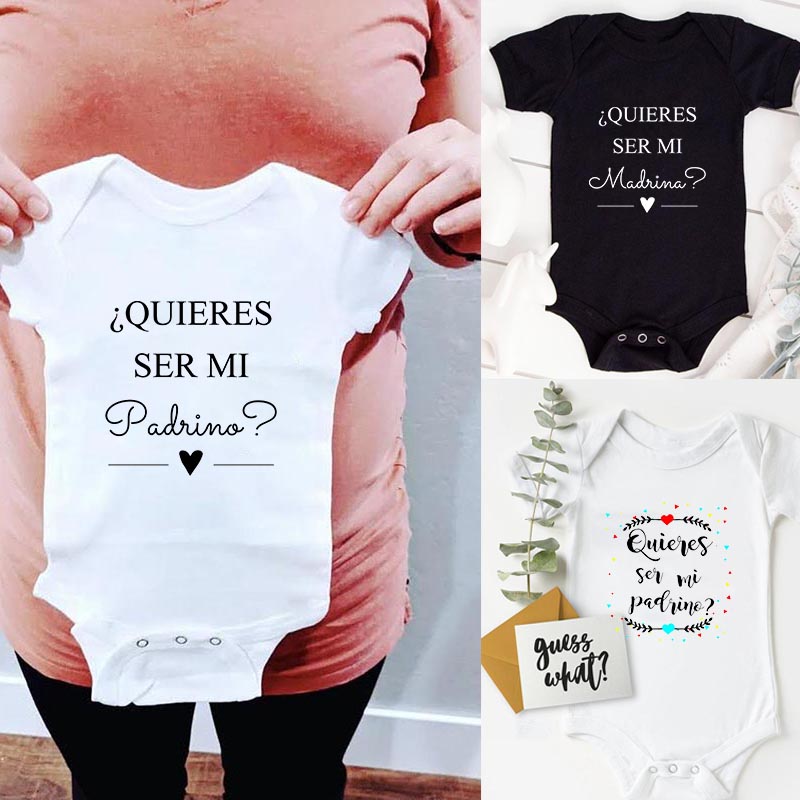 Quires Ser Mi Madrina mameluco para bebé recién nacido mono anuncio de embarazada ropa de bebé bebés de 0 a 3 meses