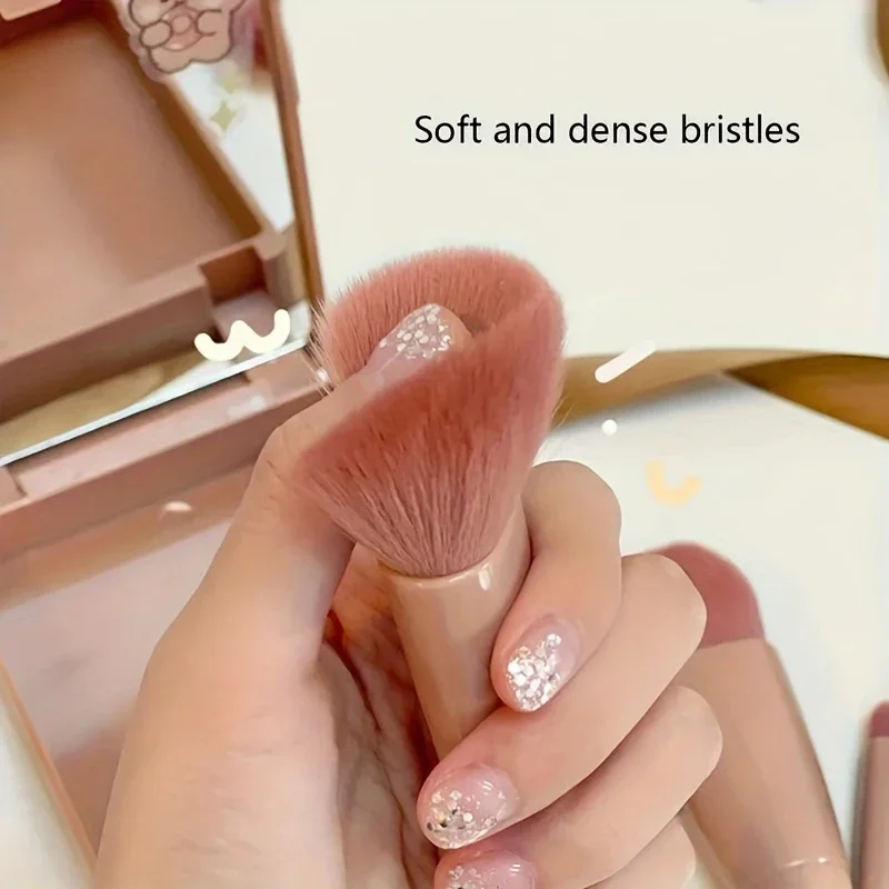5 PCs Cosmetic Brush Portable Makeup Brush Travel With Mirror Box Makeup Set Brush Loose Brush Blush Brush Eyeshadow Brush