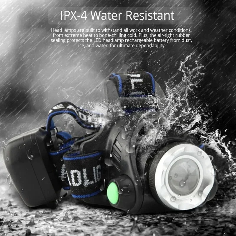 USB Rechargeable Headlamp 3-ModeTelescopic Zoomable Headlight Led Flashlight Waterproof Head Flash Torch Flashlight Fishing Hunt