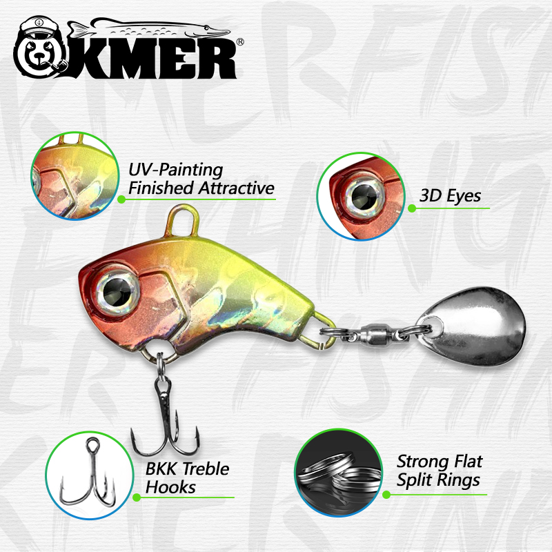 KMER V4 Mồi Câu Cá Bằng Mùa Đông Jig Spinner Spinjig VIB Đánh Chìm Wobbler Móc Pike Walleye Thiết Bị Phụ Kiện Giải Quyết