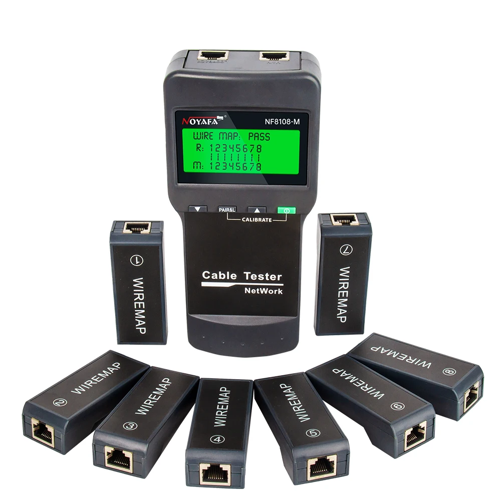 NOYAFA nuevo probador de cable de red de NF-8108M probador profesional rj45 medir longitud Cabl herramientas de red poe multifuncionales