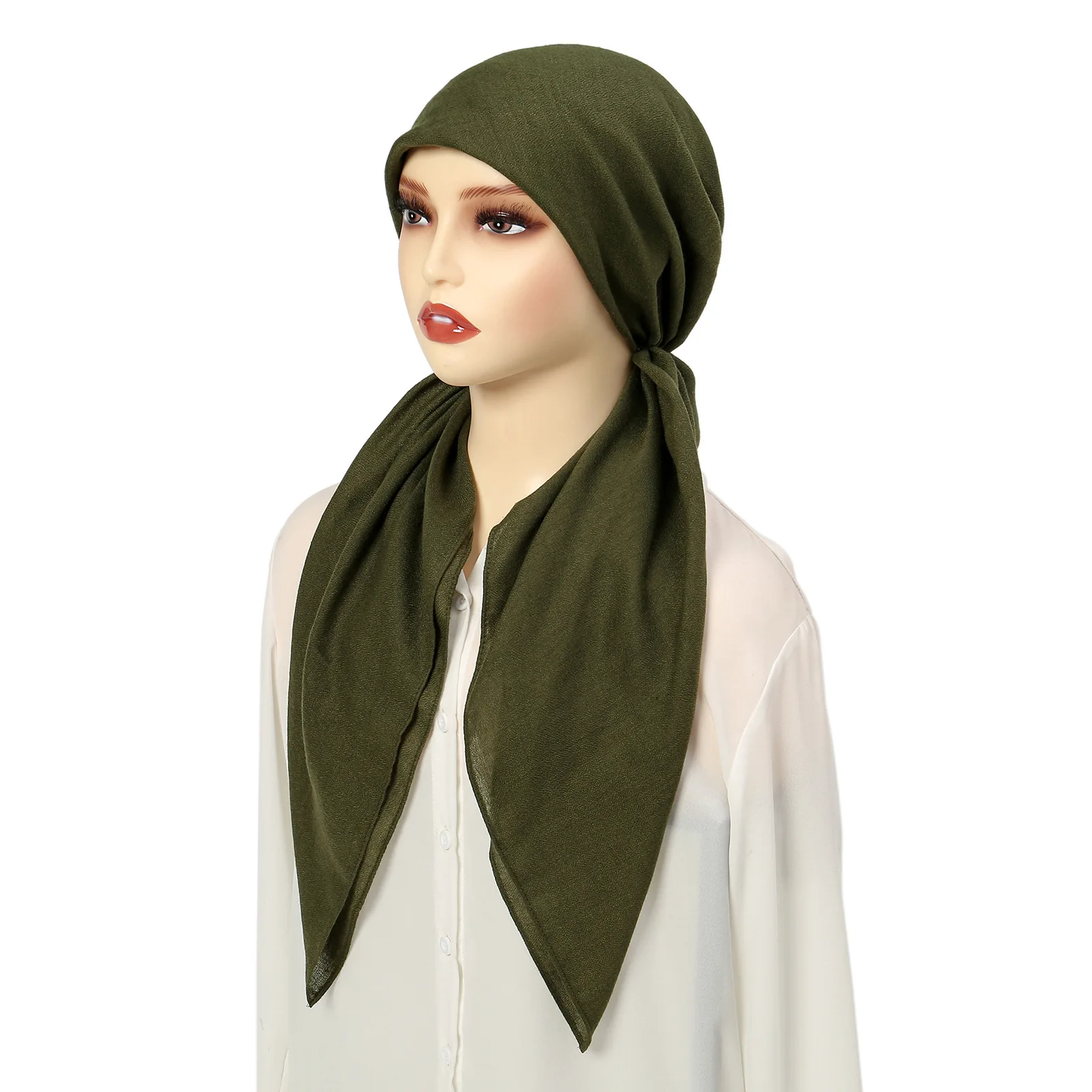 Cor sólida algodão linho turbante hijab chapéus moda cabeça envolve chapéus muçulmanos respirável quimio boné para mulheres meninas