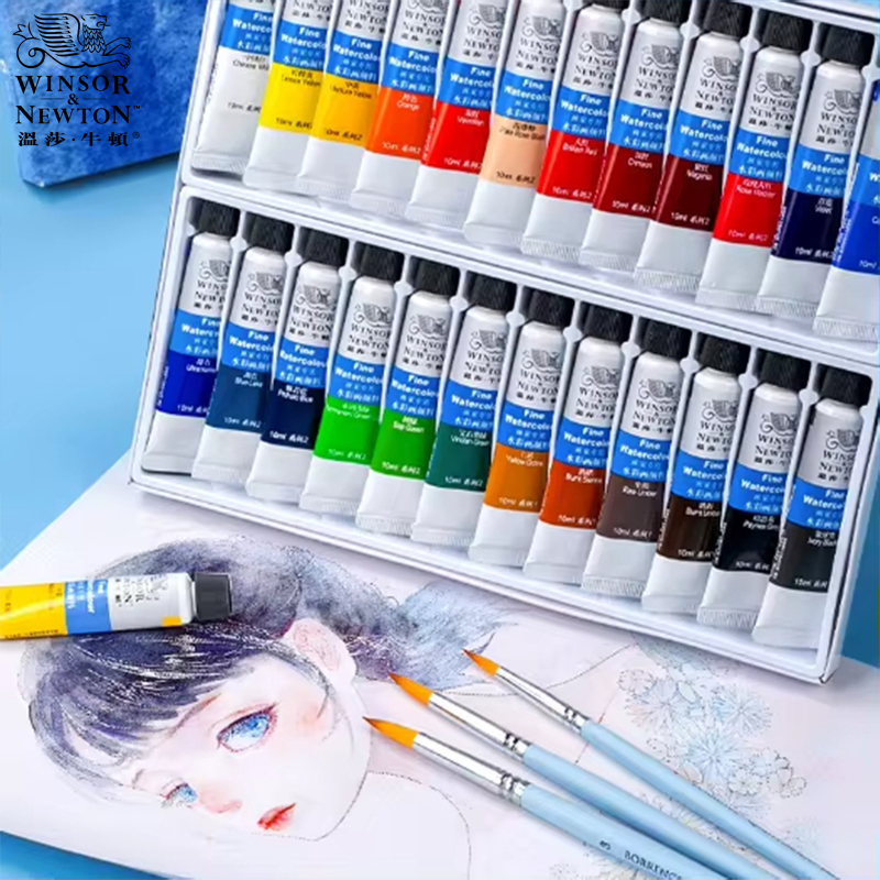 Winsor & newton pintura aquarela profissional fina suave de alta qualidade 12/18/24/36 cores 10ml para estudante artista