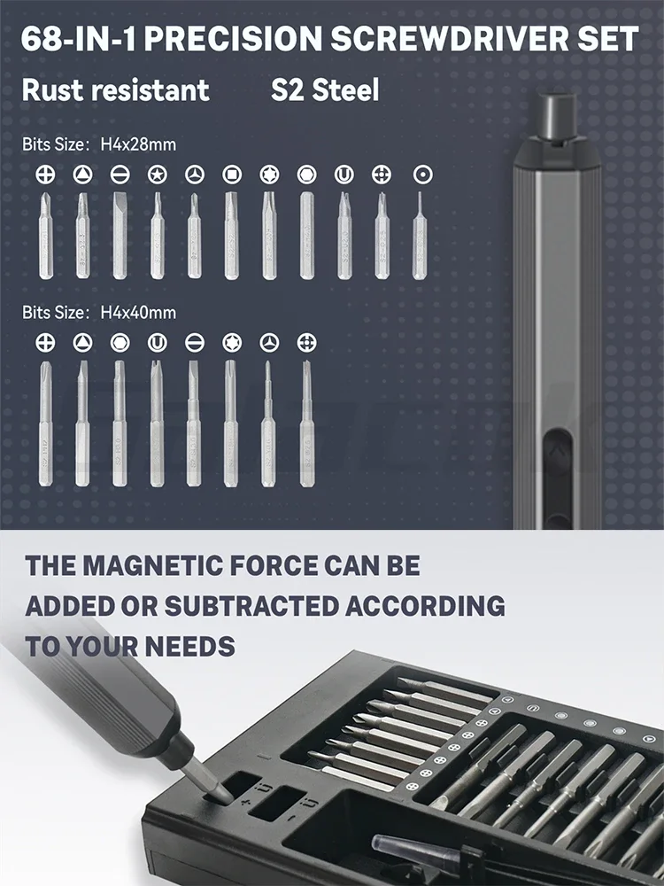 68 IN 1 Precision Electric Screwdriver Set 5 Levels Adjustable Comes Fill Light Professional Mobile Phone IPad Repair Tool