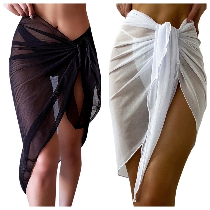 Sheer Wrap noeud taille maillot de bain couvrir jupe été robe de plage Wrap Bikini enveloppes écharpe maillots de bain couverture Ups femmes Bikini châles