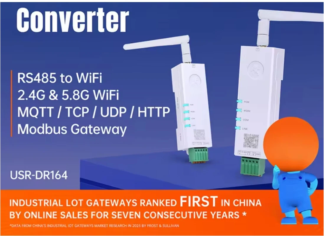 Seriële module RS485 naar WiFi-converter IoT USR-DR164 Ondersteuning Modbus RTU naar Modbus TCP Anti-interferentie Brede dekking